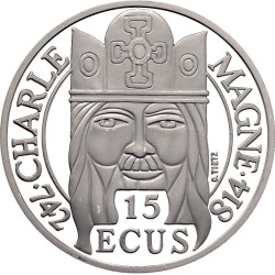 FRANCIA 100 FRANCOS 1990 CARLOMAGNO KM.989 PLATA PROOF + CERTIFICADO France 15 Ecus 1990