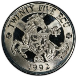 @ESTUCHE y CERTIFICADO@ ESCOCIA 25 ECU 1992 UNICORNIO MONEDA DE PLATA PROOF silver 0,74 ONZAS