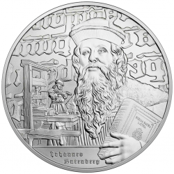 . 1 aaacoin NIUE 2 DOLARES 2024 JOHANNES GUTENBERG Serie ICONS OF INSPIRATION 8ª MONEDA DE PLATA OZ ONZA
