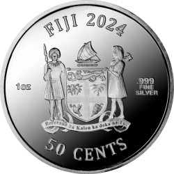 . 1 aaacoin FIJI 50 CENTIMOS 2024 ROBOCOP Película MONEDA DE PLATA PURA PROOFLIKE silver ONZA Oz 