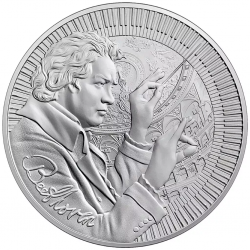 . 1 aaacoin NIUE 2 DOLARES 2024 LUDWIG VAN BEETHOVEN Músico ICONS OF INSPIRATION 9ª MONEDA DE PLATA OZ ONZA cápsula