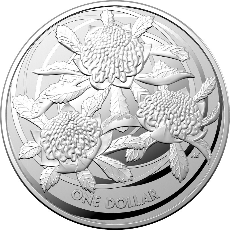 . 1 coin x AUSTRALIA 1 DOLAR 2022 FLOR WARATAH Serie Flora 1ª MONEDA DE PLATA cápsula ONZA