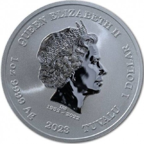 . 1 aaacoin TUVALU 1 DOLAR 2023 DIOS APOLO de las Artes ARPA y MUJER DESNUDA MONEDA DE PLATA Oz ONZA APOLLO