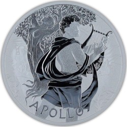 . 1 aaacoin TUVALU 1 DOLAR 2023 DIOS APOLO de las Artes ARPA y MUJER DESNUDA MONEDA DE PLATA Oz ONZA APOLLO