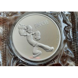 . 1 aaacoin @Tirada 5.000@ ISLAS FIJI 50 CENTAVOS 2024 POPEYE Famoso dibujo animado MONEDA DE PLATA PROOFLIKE capsula FIDJI