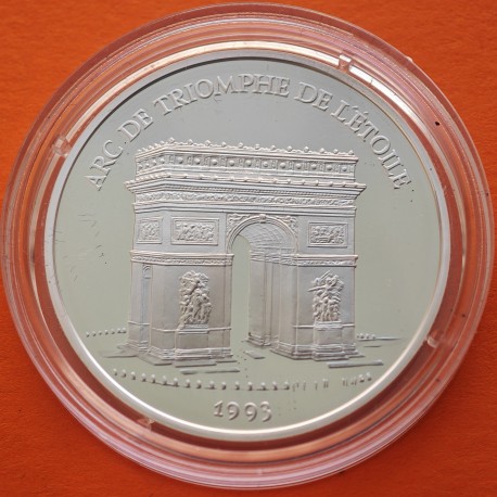 FRANCIA 100 FRANCOS 1993 PARIS EL ARCO DEL TRIUNFO KM.1031 PLATA PROOF France 15 Ecus ESTUCHE y CERTIFICADO