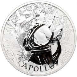 . 1 aaacoin TUVALU 1 DOLAR 2023 DIOS APOLO de las Artes ARPA y MUJER DESNUDA MONEDA DE PLATA Oz ONZA APOLLO
