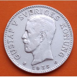 @RARA ASI@ SUECIA 2 KRONOR 1935 G REY GUSTAV V y ESCUDO KM.787 MONEDA DE PLATA MBC+ Sweden silver 2 Coronas