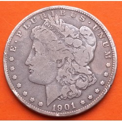 ESTADOS UNIDOS 1 DOLAR 1901 O MORGAN KM.110 MONEDA DE PLATA MUY CIRCULADA USA Silver $1 Dollar Coin R/5