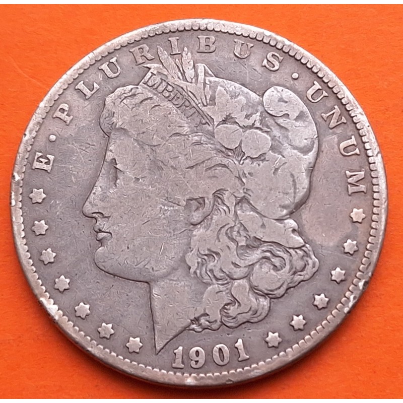 ESTADOS UNIDOS 1 DOLAR 1901 O MORGAN KM.110 MONEDA DE PLATA MUY CIRCULADA USA Silver $1 Dollar Coin R/5