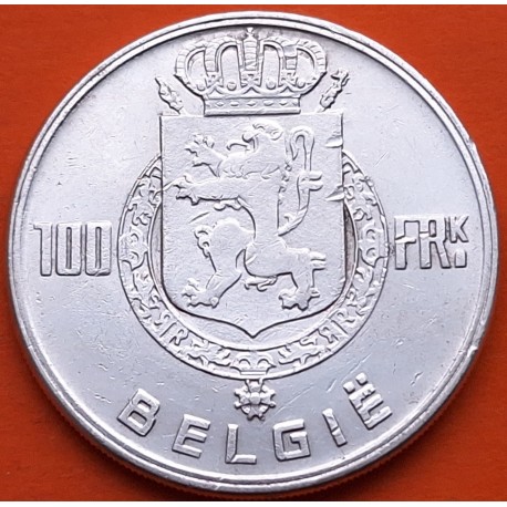 BELGICA 100 FRANCOS 1951 DINASTIAS DE 4 REYES Leyenda BELGIE KM.139 MONEDA PLATA MBC+ Belgium 100 Francs 1/2 ONZA