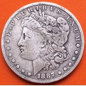ESTADOS UNIDOS 1 DOLAR 1887 MORGAN KM.110 MONEDA DE PLATA MUY CIRCULADA USA Silver $1 Dollar Coin R/5