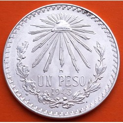MEXICO 1 PESO 1943 GORRO FRIGIO KM.455 MONEDA DE PLATA EBC + MANCHITA silver coin ESTADOS UNIDOS MEXICANOS R/3