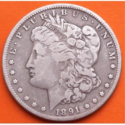ESTADOS UNIDOS 1 DOLAR 1891 MORGAN KM.110 MONEDA DE PLATA MUY CIRCULADA USA silver $1 Dollar R/5