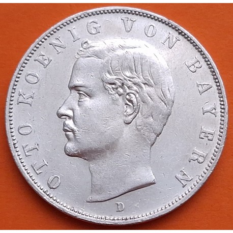 REINO DE BAVARIA Alemania 3 MARCOS 1913 D KOENIG OTTO KM.511 MONEDA DE PLATA MBC+ Germany 3 Marks R/4