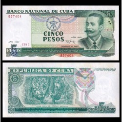 CUBA 5 PESOS 1991 ANTONIO MACEO y MILITARES Color Verde Pick 108A BILLETE SC Caribe UNC BANKNOTE