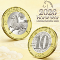 . @2/MARZO Envío@ CHINA 10 YUAN 2026 AÑO DEL CABALLO DORADO MONEDA BIMETALICA Year of HORSE Lunar Zodiac