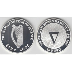 IRLANDA 10 EUROS 2005 SIR WILLIAM ROWAN HAMILTON KM.44 MONEDA DE PLATA PROOF Ireland Eire Irland silver coin