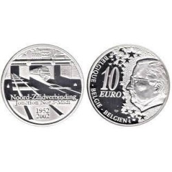 BELGICA 10 EUROS 2002 RED DE TRENES y TRANVIAS Rey ALBERTO II KM.233 MONEDA DE PLATA PROOF Belgium silver