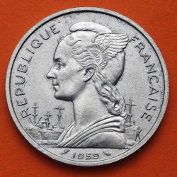 . @ESCASA@ SOMALIA 5 FRANCOS 1959 ANTILOPE y DAMA KM.10 MONEDA DE ALUMINIO MBC+ Djibouti COTE FRANCAISE DES SOMALIS