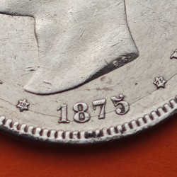 @PRECIOSA + MANCHITAS@ ESPAÑA 5 PESETAS 1875 * 18 75 DEM REY ALFONSO XII y ESCUDO KM.671 MONEDA DE PLATA (DURO) Spain silver R/6
