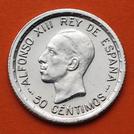 . @ÚLTIMA MONEDA DEL REY ALFONSO XIII@ ESPAÑA 50 CENTIMOS 1926 PCS ESCUDO KM.741 MONEDA DE PLATA EBC/SC- Spain R/4