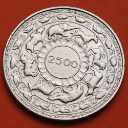 @RARA@ SRI LANKA 5 RUPIAS 1957 ELEFANTES 2500 AÑOS DEL BUDISMO KM.126 MONEDA DE PLATA EBC Ceylon 5 Rupees