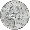 SAN MARINO 5 EUROS 2019 AÑO INTERNACIONAL DE LOS BOSQUES MONEDA DE PLATA SC 18 grs Ley 925 ESCASA 0,53 ONZAS