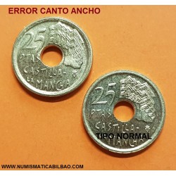 @ERROR CANTO ANCHO@ ESPAÑA 25 PESETAS 1996 LETRAS PEGADAS AL CANTO MONEDA DE LATON SC