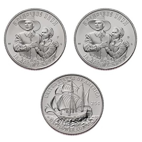 . @5/MARZO Envío - CECAS D&P@ ESTADOS UNIDOS 25 CENTAVOS 2026 - 1776 Anniversary MAYFLOWER BARCO Quarter 1ª MONEDA DE NICKEL