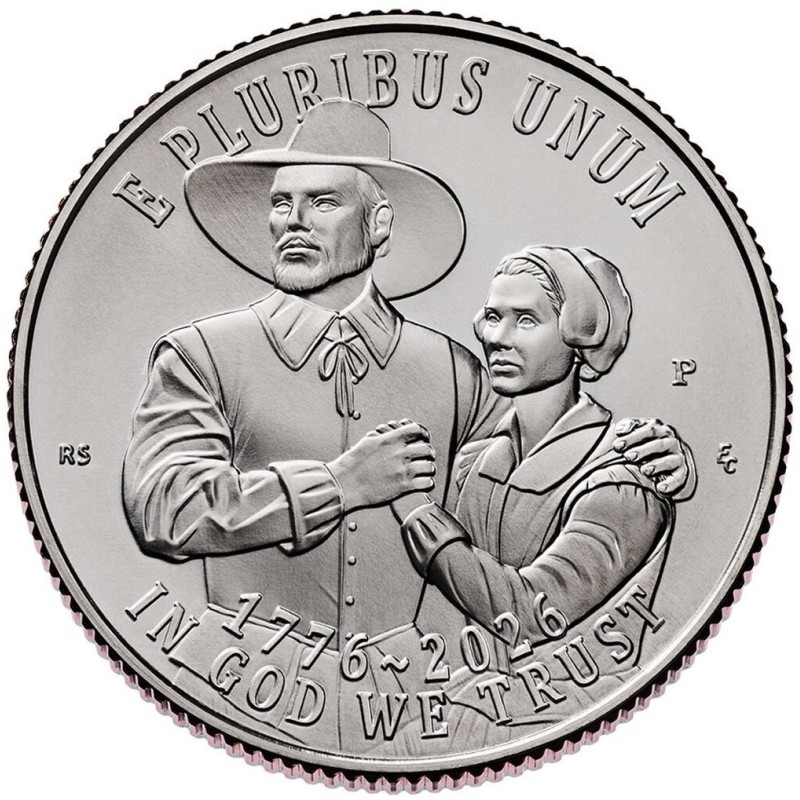 . @5/MARZO Envío@ ESTADOS UNIDOS 25 CENTAVOS 2026 P MAYFLOWER COMPACT BARCO 1776 ANNIVERSARY Quarter 1ª MONEDA DE NICKEL