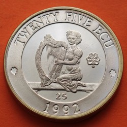 @PIEDFORT - DOBLE PESO@ IRLANDA DEL NORTE 25 ECU 1992 JOVEN y ARPA KM.X.P.3 MONEDA DE PLATA PROOF silver 1,36 ONZAS