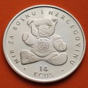 . @RARA@ BOSNIA 14 ECUS 1994 TEDDY BEAR KM.83 MONEDA DE PLATA PROOF Bosnia y Herzegovina ESTUCHE y CERTIFICADO