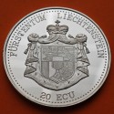 @RARA@ LIECHTENSTEIN 20 ECU 1995 O.N.U 50 AÑOS DE ADHESIÓN MONEDA / MEDALLA DE PLATA PROOF ESTUCHE CERTIFICADO