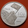ITALIA ECU 1992 BANCO CENTRAL 35 AÑOS TRATADO DE ROMA MONEDA DE PLATA PROOF Tirada 7500 ESTUCHE y CERTIFICADO