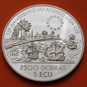 @ESCASA@ SANTO TOME y PRINCIPE 2500 DOBRAS 1993 BARCOS - C.E.E. KM.68 MONEDA DE PLATA PROOF 5 Ecu 1993 ESTUCHE y CERTIFICADO