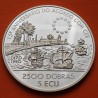 @ESCASA@ SANTO TOME y PRINCIPE 2500 DOBRAS 1993 BARCOS - C.E.E. KM.68 MONEDA DE PLATA PROOF 5 Ecu 1993 ESTUCHE y CERTIFICADO