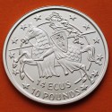 @Tirada 2.500 uds@ GIBRALTAR 14 ECUS 1992 CABALLERO MEDIEVAL A IZQUIERDA KM.89 MONEDA DE PLATA SC Gibraltar 10 Libras 1992