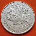 GIBRALTAR 14 ECUS 1991 CABALLERO MEDIEVAL A IZQUIERDA KM.87 MONEDA DE PLATA PROOF Gibraltar 10 Libras 1991