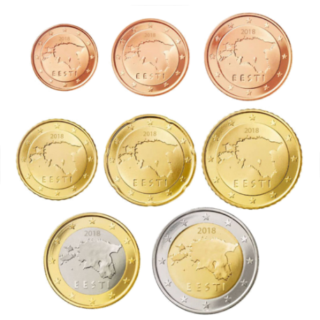 1ª AÑO DE EMISIÓN x ESTONIA MONEDAS EURO 2011 SC 1+2+5+10+20+50 Centimos + 1 EURO + 2 EUROS 2011 SERIE TIRA Eesti