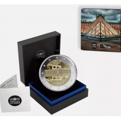 . 1 aaaaaacoin @PROOF - ESTUCHE@ FRANCIA 2 EUROS 2025 MUSEO DEL LOUVRE 1ª MONEDA CONMEMORATIVA France