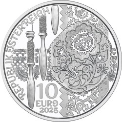 . 1 aaaacoin @12/SEP Envïo - PLATA PROOF@ AUSTRIA 10 EUROS 2024 FLOR VIOLETA Serie THE LANGUAJE OF FLOWERS 7ª MONEDA Estuche