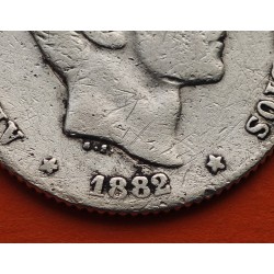 ESPAÑA Rey ALFONSO XII 20 CENTAVOS DE PESO 1882 ISLAS FILIPINAS KM.149 MONEDA DE PLATA MBC Spain colonial coin