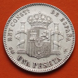 ESPAÑA Rey ALFONSO XIII 1 PESETA 1900 * 19 00 SMV KM.706 MONEDA DE PLATA MBC++ Spain silver R/4