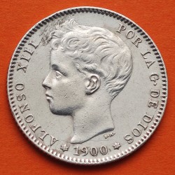 ESPAÑA Rey ALFONSO XIII 1 PESETA 1900 * 19 00 SMV KM.706 MONEDA DE PLATA MBC++ Spain silver R/4
