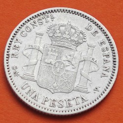. @RARA VARIANTE CERO PARTIDO@ ESPAÑA Rey ALFONSO XIII 1 PESETA 1904 * 19 04 SMV KM.721 MONEDA DE PLATA Spain R/5