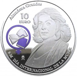 . @7/ABRIL Envío@ ESPAÑA 10 EUROS 2026 ALMUDENA GRANDES 8 de Marzo Día Internacional de la Mujer MONEDA PLATA FNMT Tirada 4.000
