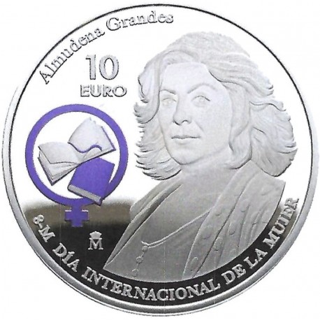 . @10/MARZO Envío@ ESPAÑA 10 EUROS 2026 ALMUDENA GRANDES 8 de Marzo Día Internacional de la Mujer MONEDA PLATA FNMT Tirada 4.000