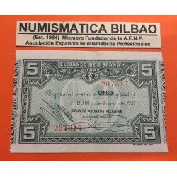 BILBAO EUSKADI 5 PESETAS 1937 CAJA DE AHORROS VIZCAINA BILLETE SC- EUZKADI PICK S.561