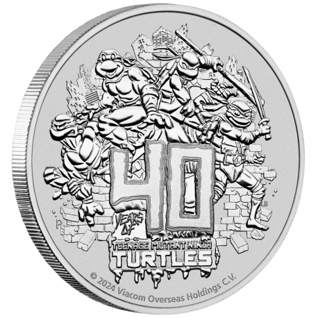 . 1 aaaaaacoin TUVALU 1 DOLAR 2024 LAS TORTUGAS NINJA 40 Aniversario MONEDA DE PLATA Oz ONZA Turtles